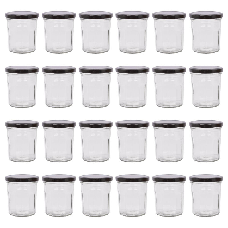Glass Jar - Set of 24, 250ml, Black