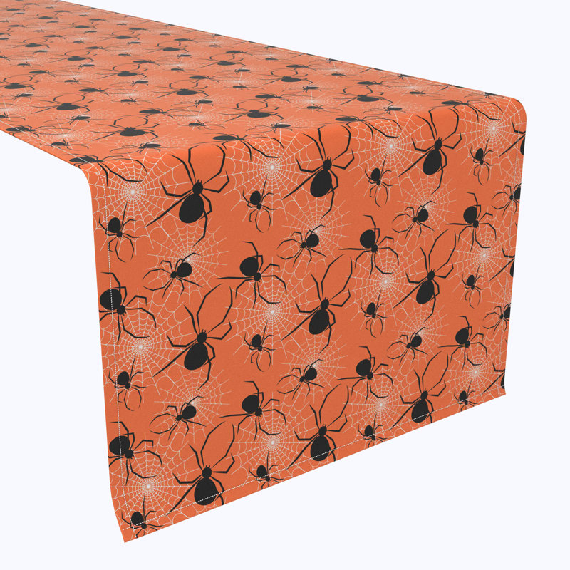 Geometric Halloween Table Runner, 72" x 12", Halloween Spiders Web