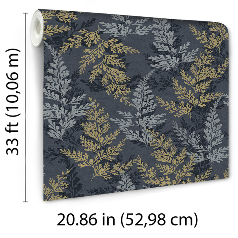 Papier peint bleu minuit Wild Herbs, Marine