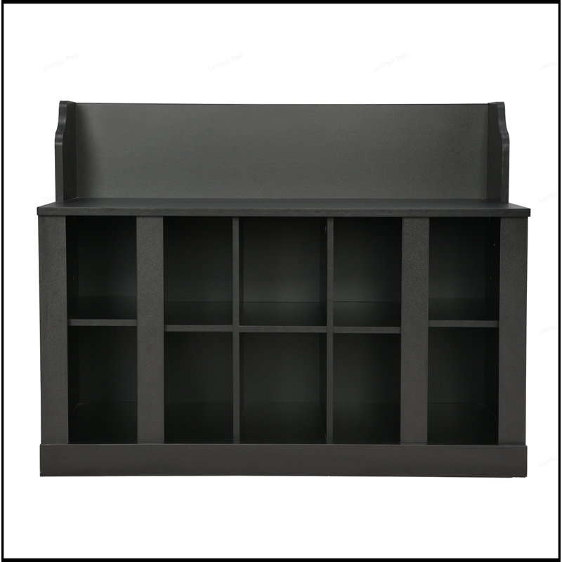 Versatile Shoe Storage Bench with Hooks and Shelves for Organized Entryways, Durable and Stylish Design, Black