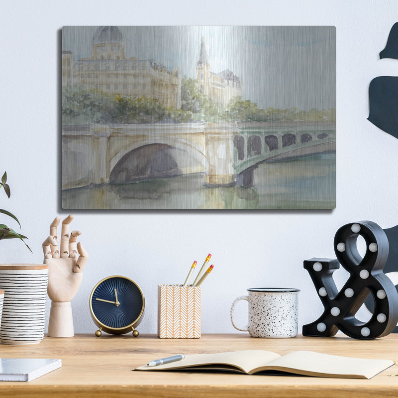 «French Bridge Study 4» par Ethan Harper, art mural en métal, H 12 po x l 16 po