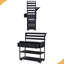 Chariot de cuisine en bois massif pour îlot de cuisine 62,3 po avec plateau en acier inoxydable, table de jardin avec tablette surélevée et tiroirs-1353836099