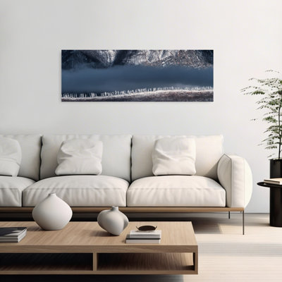 Misty Frosted Ridge Serene Tranquil Abstract Forest Landscape Wall Art