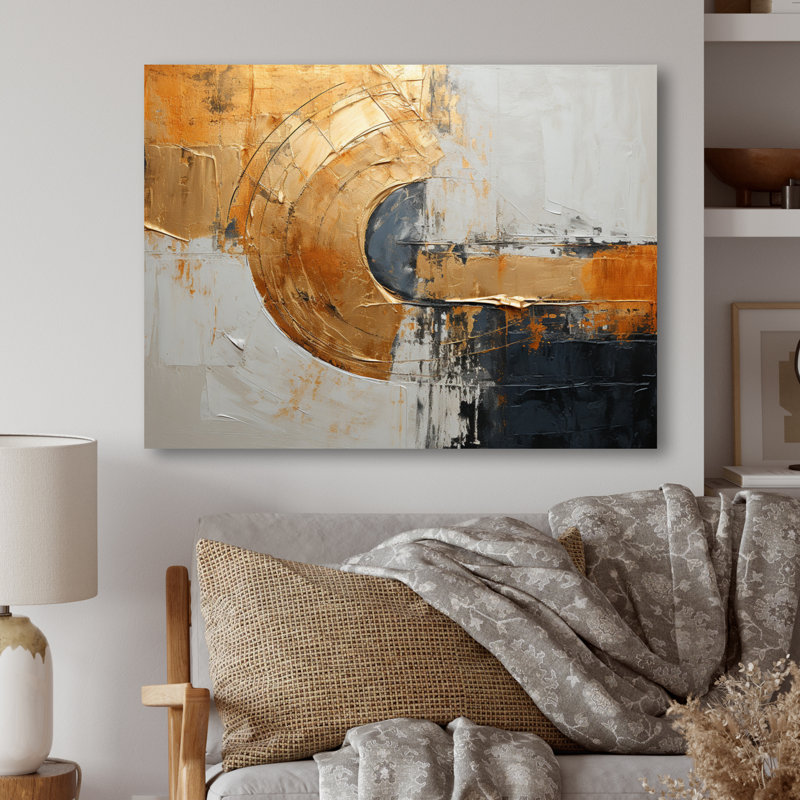 Décoration murale en métal doré et gris brillant - Collages abstraits en métal, H 12 po x l 20 po x P 1 po