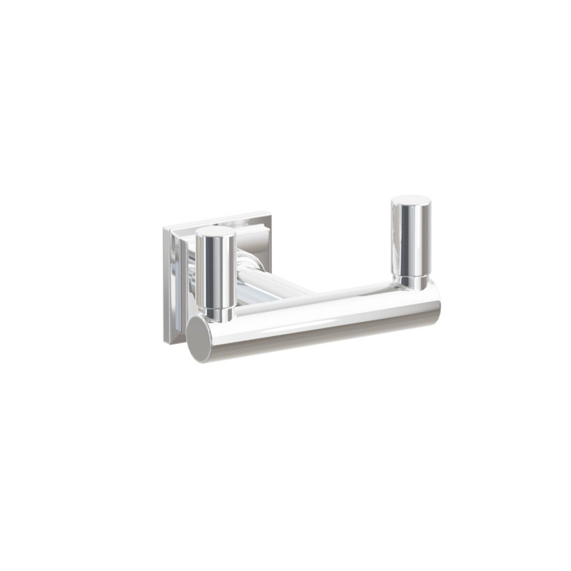 Emtek Select Double Hook w/ Step Square Rosette, Round Stem & Smooth Tip, Polished Chrome