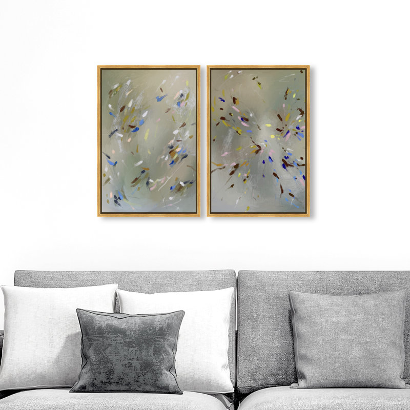 Spontaneous Traces Set Set by Oliver Gal, 110"H x 74"W, Gold Floater Frame