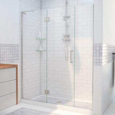 DreamLine Unidoor-X 49 - 49.5 inch W x 72 inch H Frameless Hinged Shower Door in Brushed Nickel