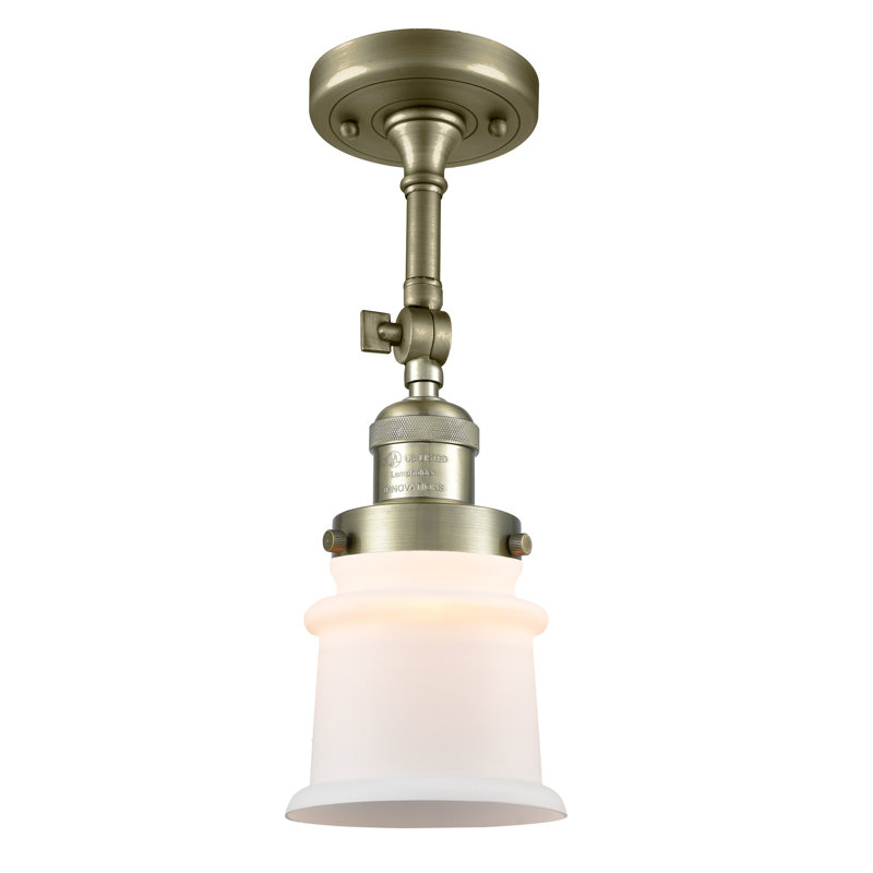 Plafonnier semi-encastré 1 lumière 6 po Alexandira, Ampoule DEL 6 watts Vinage, Blanc mat, Laiton antique