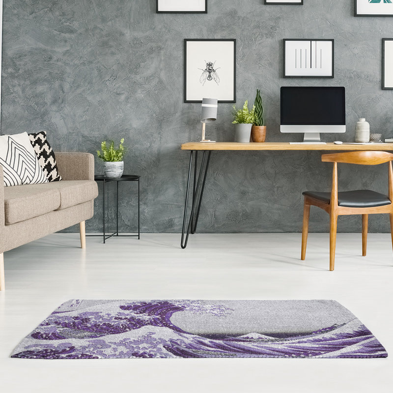 Tapis mauve en chenille The Great Wave, Rectangle 3 pi x 5 pi