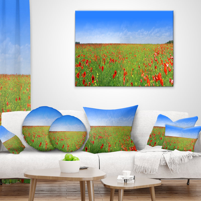 Coussin Poppy Meadow, 16 po x 16 po, Coussin décoratif