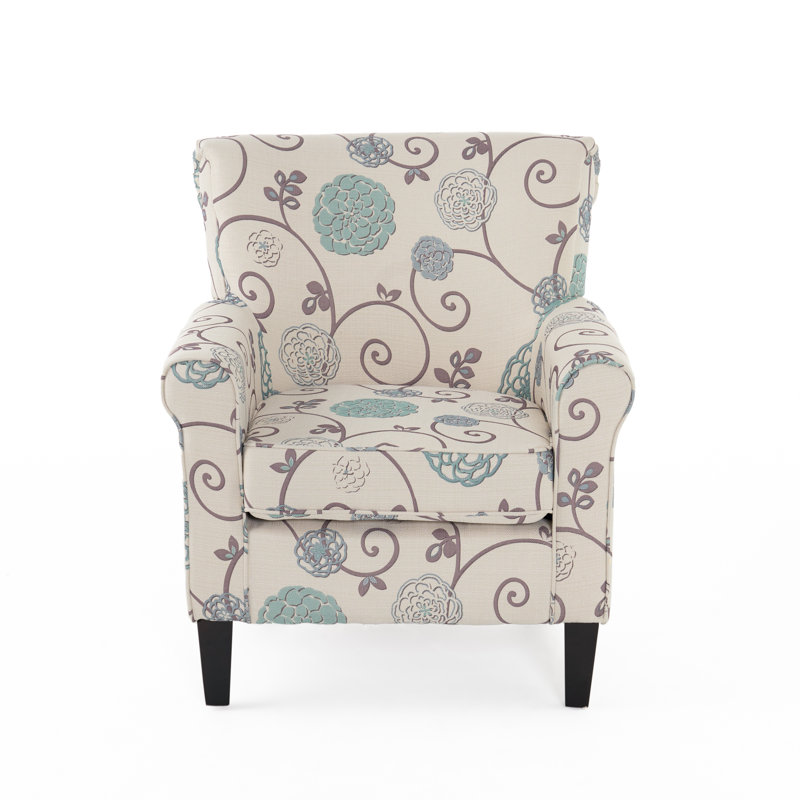 Macomber Armchair Club Chair Modern Accent Chair Sofa Chair Bedroom Chair Reading Chair, Beige/Blue Floral Fabric incorrect