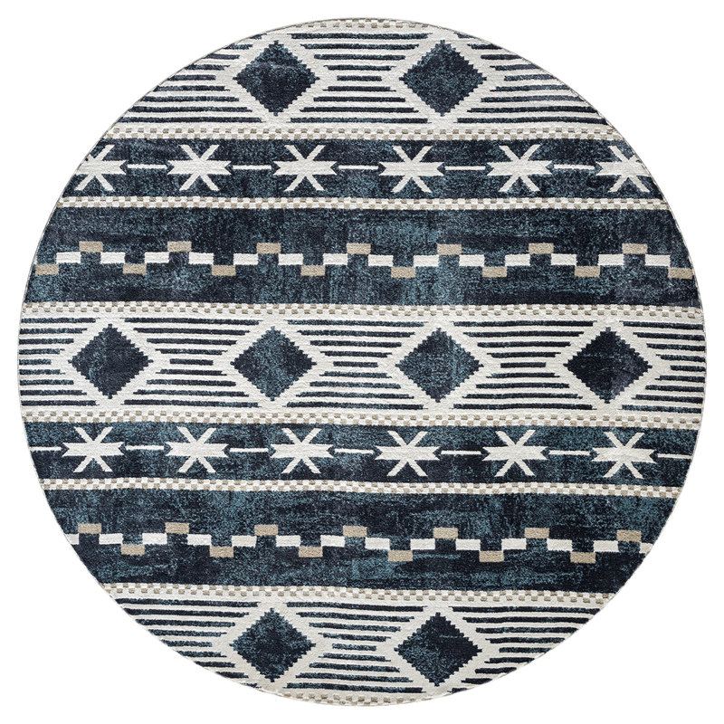 Tapis bleu marine United Weavers Afsana, Rond 7 pi 11 po