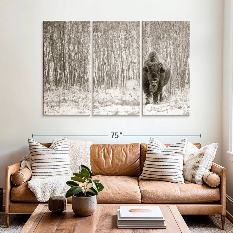 Brampt Bison In Winter Forest, 42" H x 65" W