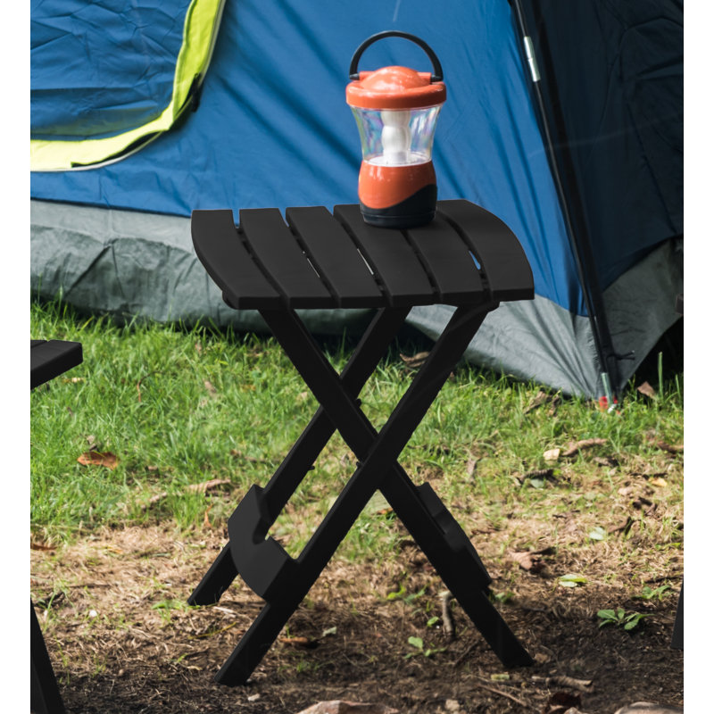 Keter Quik-Fold Side Table Durable Resin Outdoor Folding Patio End Table, Black