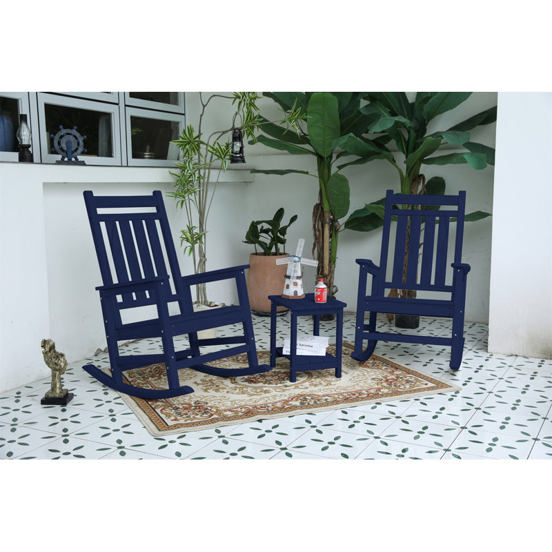 Ensemble de chaises berçantes toutes saisons avec table d'appoint, Marine