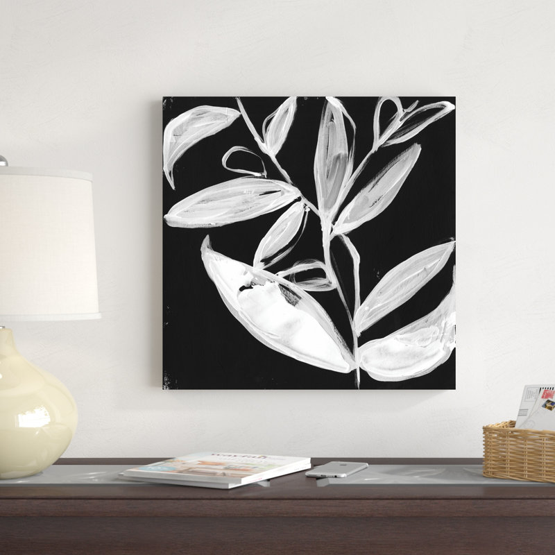 Feuilles blanches excentriques I, H 20 po x l 20 po
