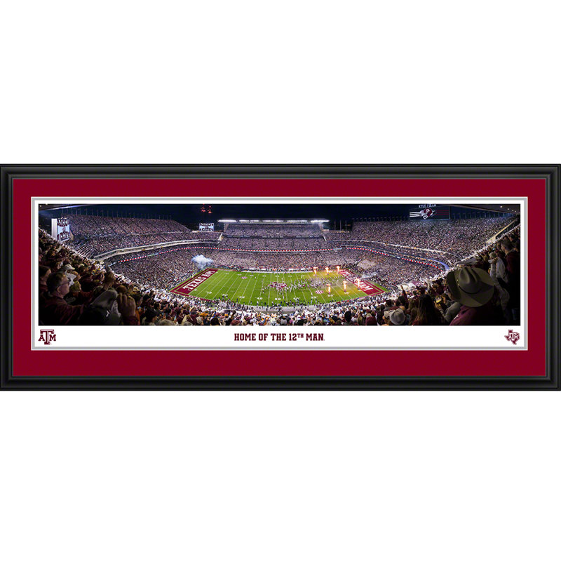 Texas A&M Football, affiches et impressions encadrées, Cadre noir, Gris / rouge, H 18 po x l 44 po x P 0,875 po