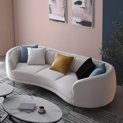 Simple Beige Three-seat Sofa