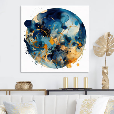 «Blue and Yellow Liquid Profondeurs II», reproduction sur toile encadrée