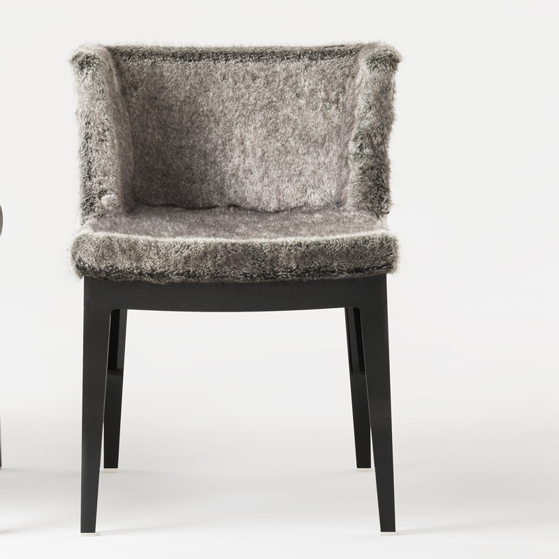 Mademoiselle Armchair, Black, Gray Faux Fur