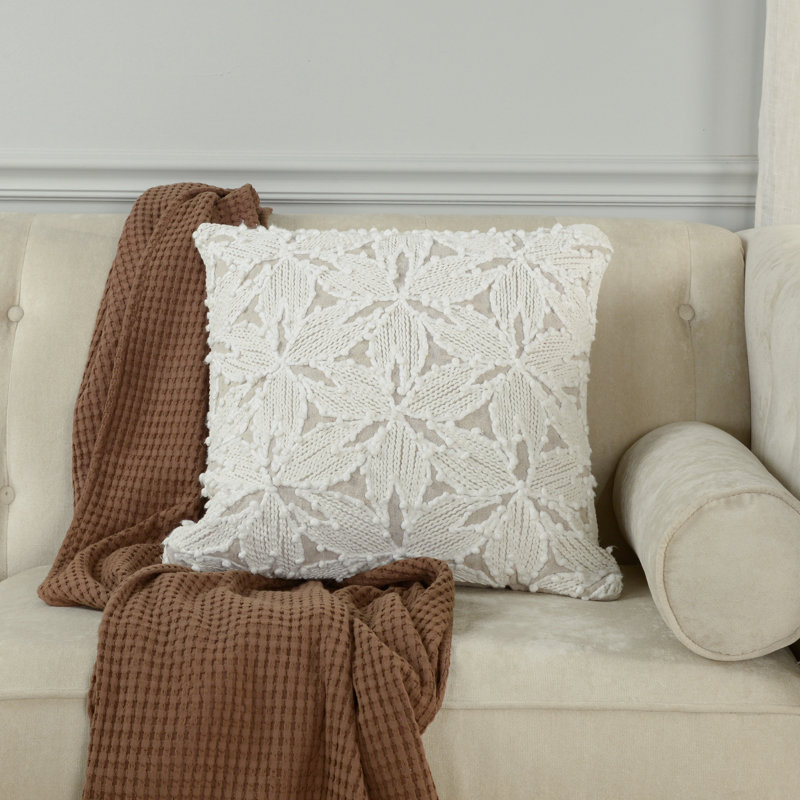 Coussin décoratif en toile de coton recyclé, Naturel foncé / ivoire, Mélange de duvet