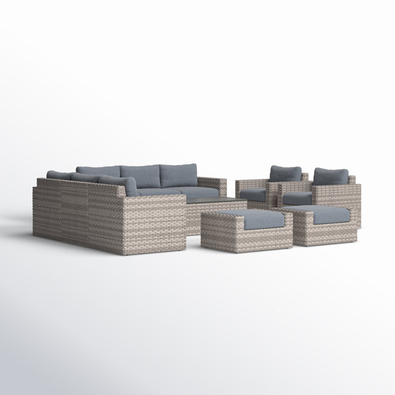 Avrahom 8 - Person Patio Conversation Sets with Cushions, Gray