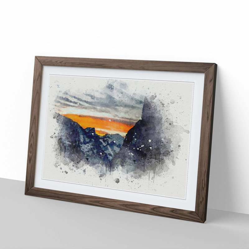 Sunset over Yosemite in Abstract - Picture Frame Graphic Art Print, 62cm H x 87cm W x 2cm D, Walnut Framed