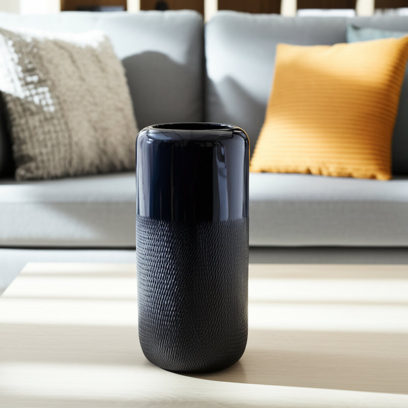 Modern Stoneware Ceramic Vase with Textured Accents - Contemporary Decorative Piece with Sleek Design and Durable Construction