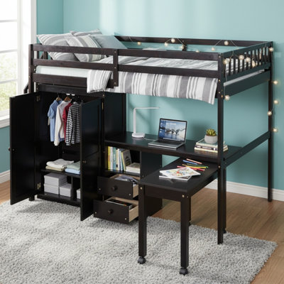 Lit mezzanine avec rangement et bureau