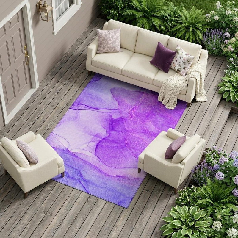 Tapis extérieur lavable antidérapant 9 pi x 12 pi mauve