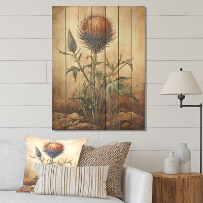 Chardon rétro, charme floral III - chardon sur bois