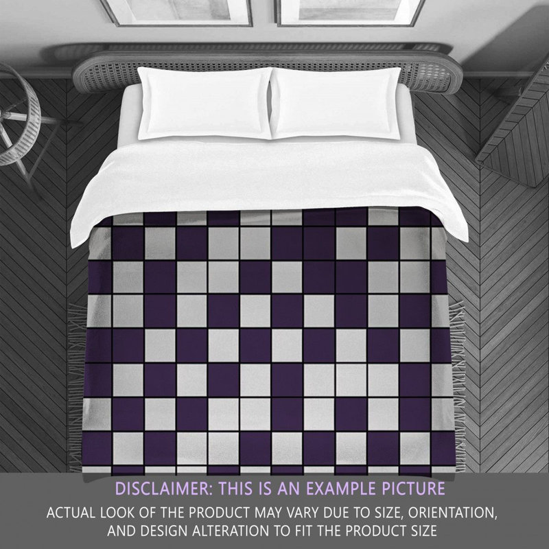 Polyester Comforter, Twin Comforter, Gray/Purple Checkered
