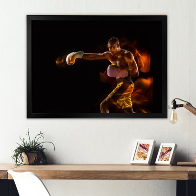 " Professional Boxer Training Isolated On Black "