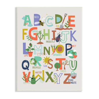 Art de l'alphabet fantaisiste pour enfants, insectes, jardin, art naturel