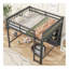Lit mezzanine double avec 8 tablettes de rangement ouvertes et échelle intégrée, gris antique-2146190998