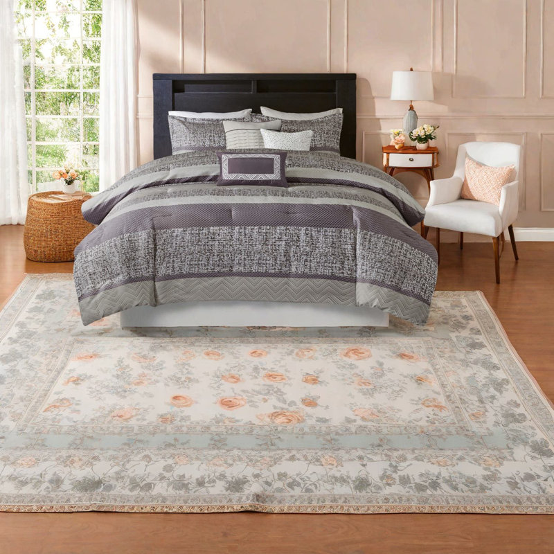 Luxueux ensembles de literie mauve, polyester jacquard 7 pièces pour la maison