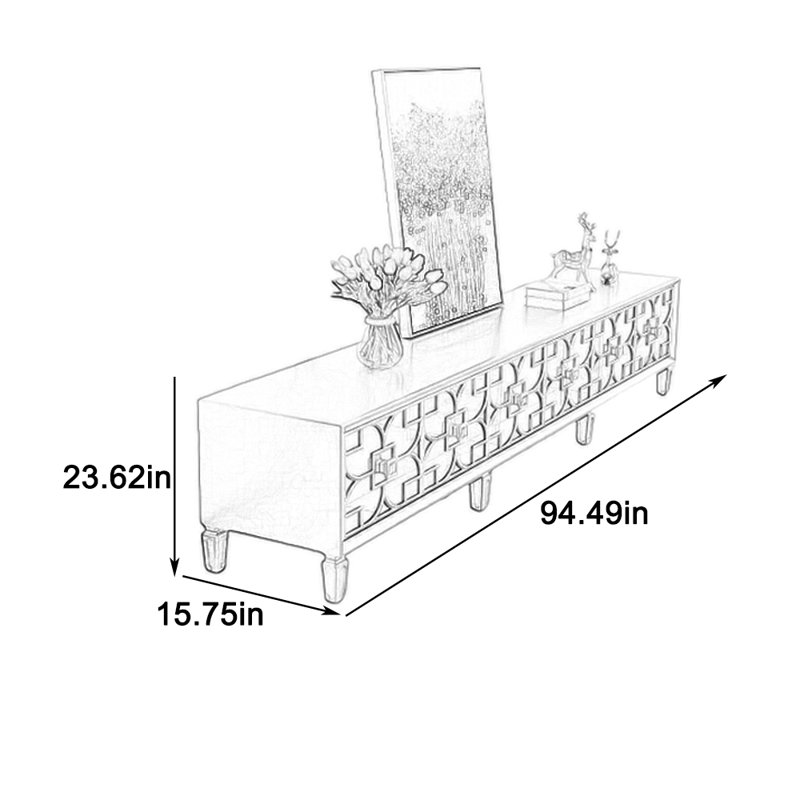 Large capacity TV cabinet beautiful and practical, 94.49"