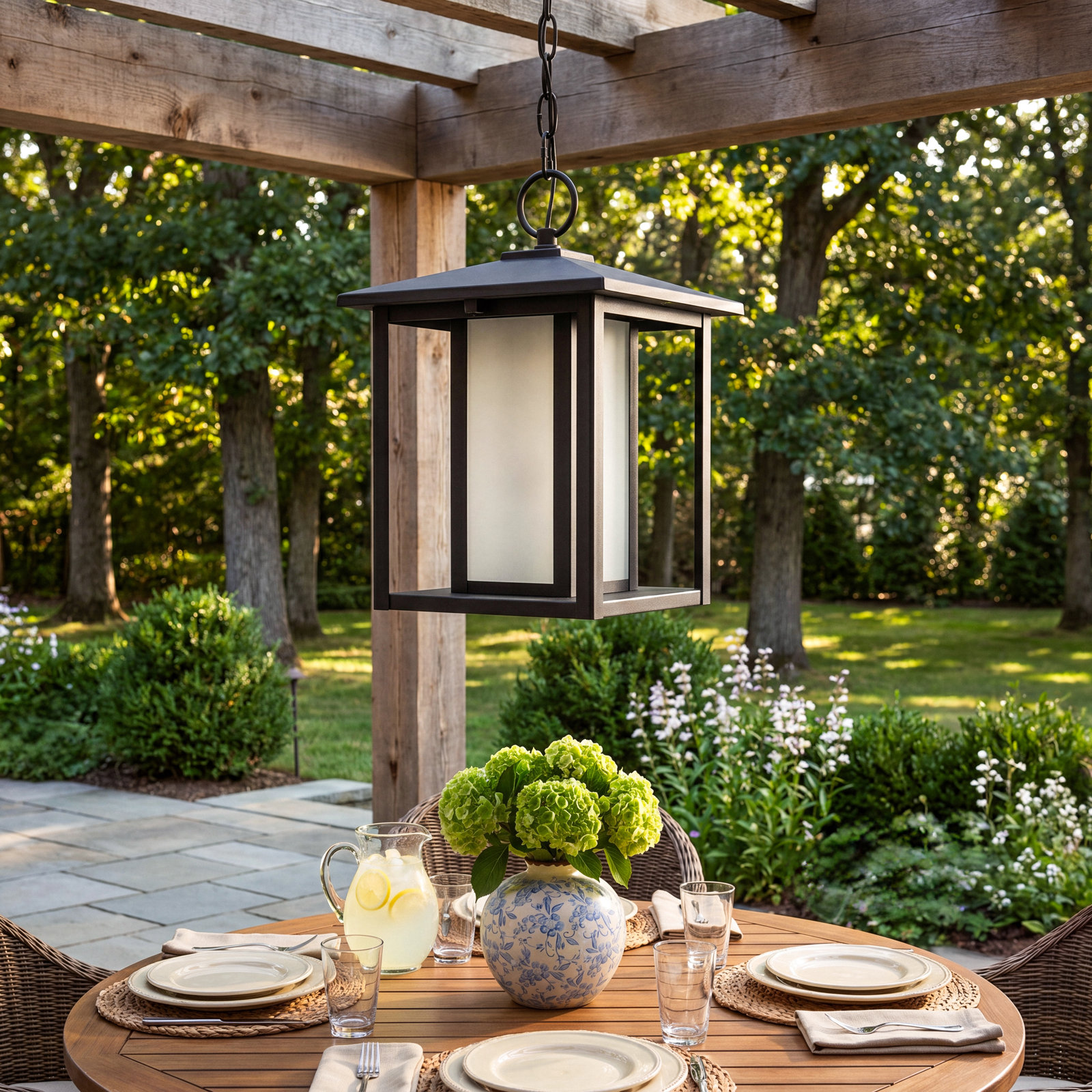Vermont Outdoor Pendant Light, Black, No