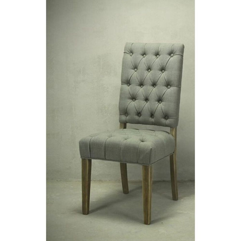 Chaise d’appoint rembourrée en lin touffeté beige Henach