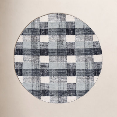 Hand-Tufted Wool Plaid Rug