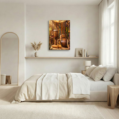 Art traditionnel sur toile, masques et tambour traditionnels d'Afrique