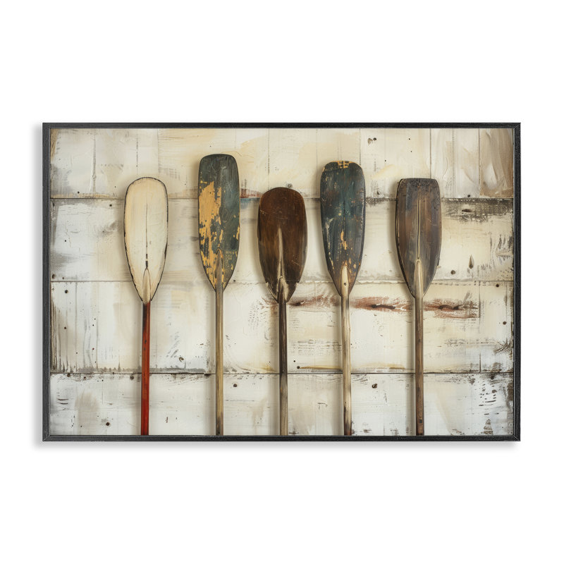 «Rustic Oar», estampe numérique par Arlington Prints, H 16 po x l 24 po, Giclée encadrée noir minuit
