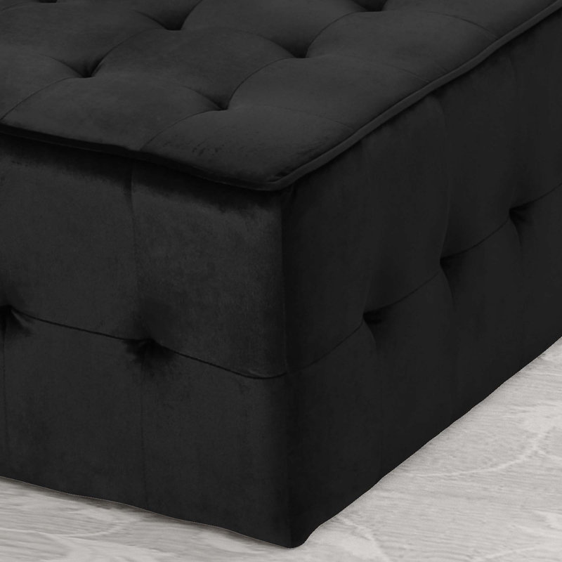Parry 31" W x 31" D x 15.75" H Tufted Velvet Cocktail Ottoman, Black