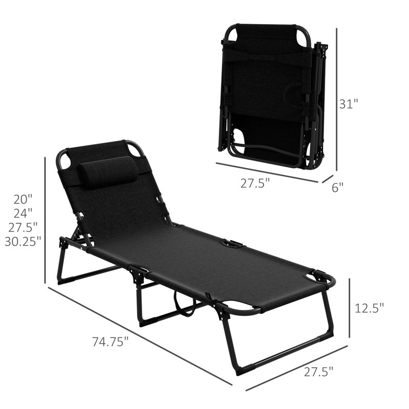 Chaise longue d'extérieur en acier Githens