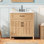 Meuble-lavabo avec lavabo en céramique, 2 portes et tablette réglable