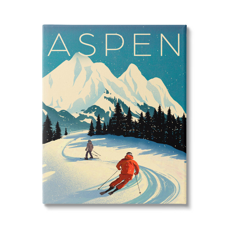 «Aspen Winter Ski Scene», art mural par Ziwei Li, H 30 po x l 24 po x P 1,5 po