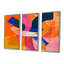 Funky fusion rétro orange bleu - ensemble d'art mural abstrait-108314090-108314086
