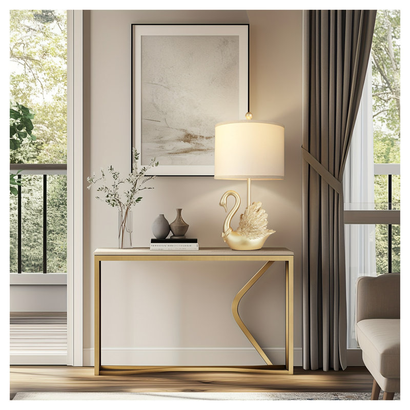 Ensemble de 2 lampes de table cygne en laiton doré avec ampoules DEL - Éclairage décoratif moderne pour le salon et la chambre à coucher