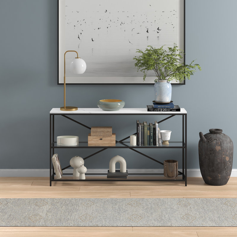 139.7cm Console Table, White, Black