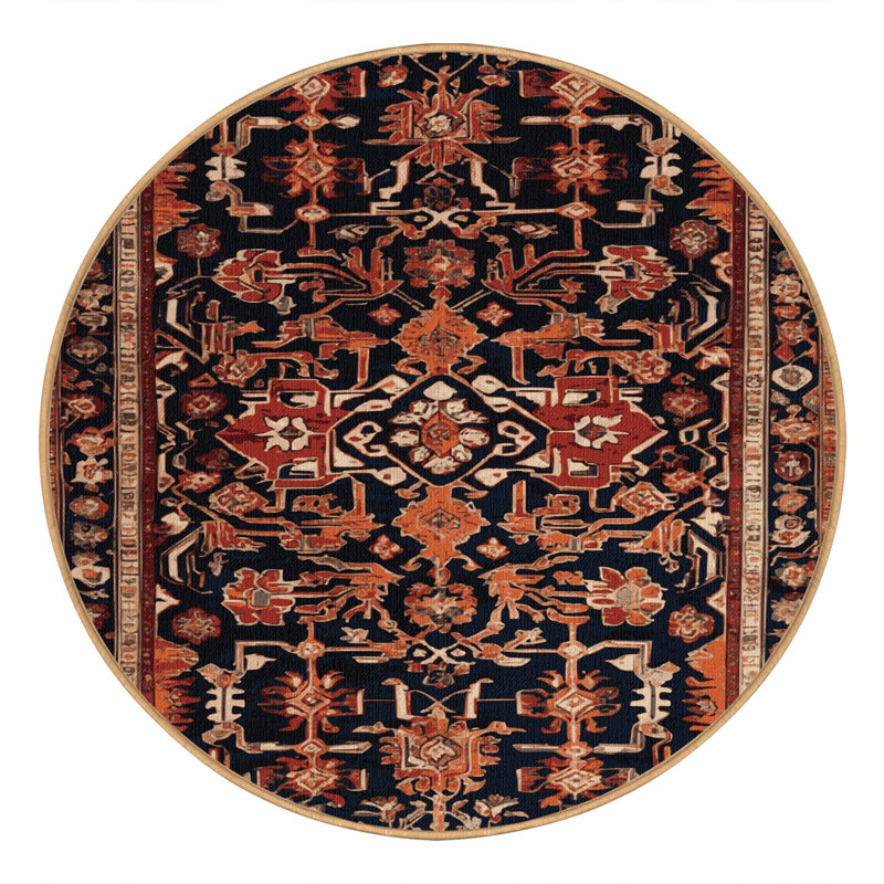 Tapis brun turc lavable à la machine, Rond 7 pi